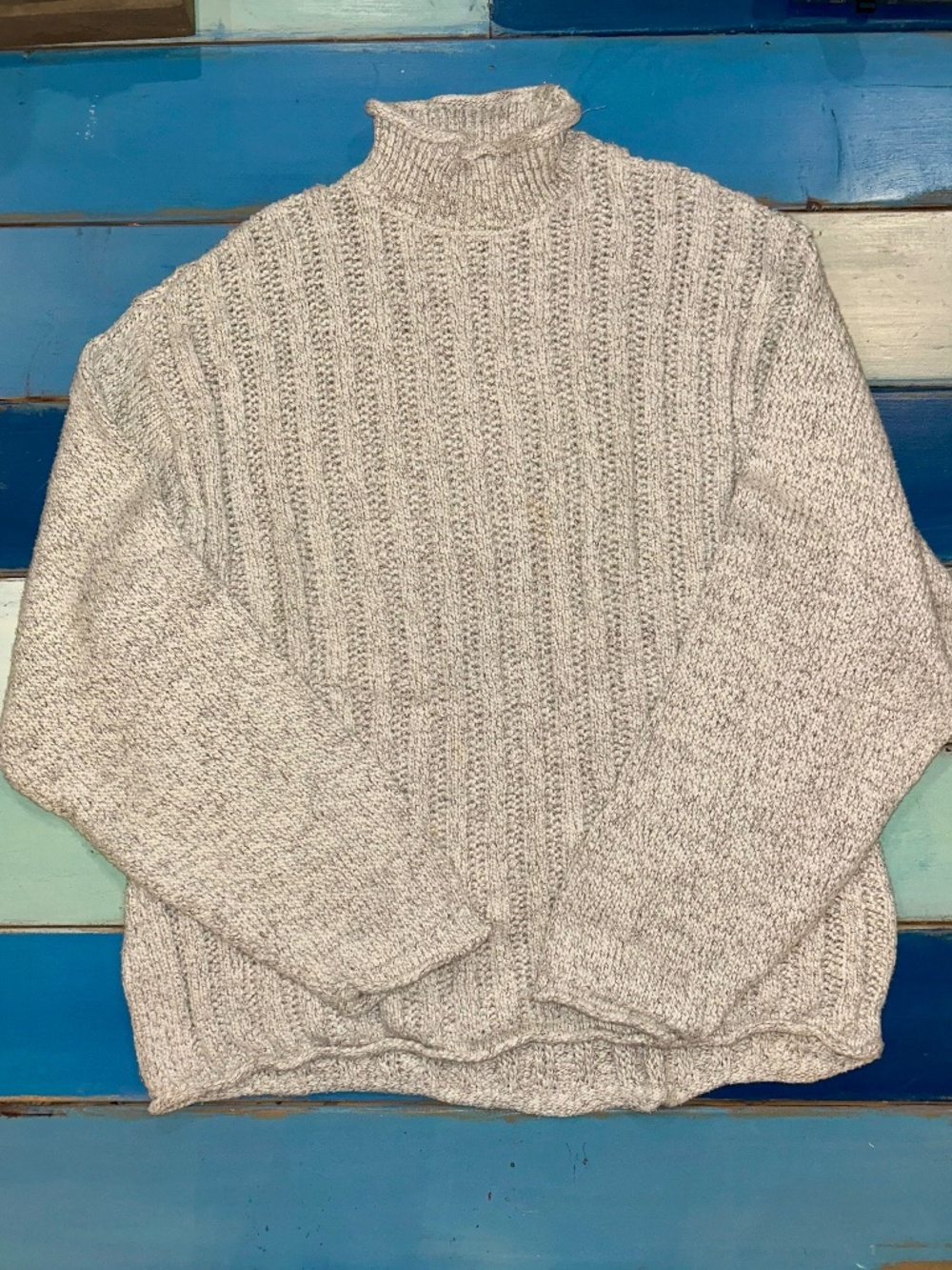 Roots Canada Chunky Knit Turtleneck Sweater L/XL Made in Canada Cotton